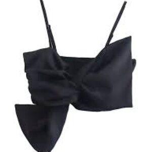 Lulu's Black Satin Crop Top